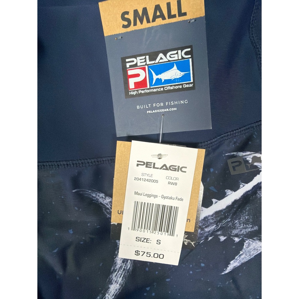 Pelagic Leggings Womens Small Maui Leggings Gyotaku Fade RWB Fish NEW - Picture 2 of 11